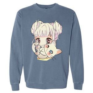 Cute Anime and Cats Lover Manga kawaii Graphic Otaku Garment-Dyed Sweatshirt