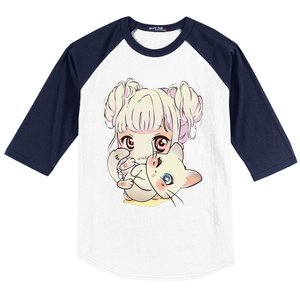 Cute Anime and Cats Lover Manga kawaii Graphic Otaku Baseball Sleeve Shirt