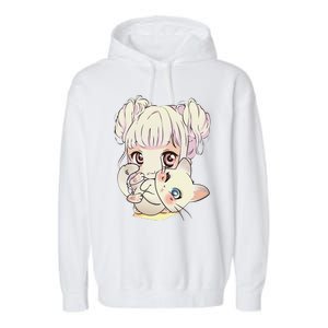 Cute Anime and Cats Lover Manga kawaii Graphic Otaku Garment-Dyed Fleece Hoodie