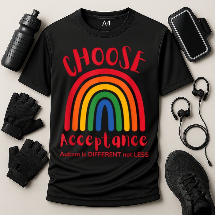 Choose AUtism Awareness Acceptance Different Not Less Cooling Performance Crew T-Shirt