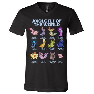 Cute Axolotl Axolotl Animals Of The World Herpetology V-Neck T-Shirt