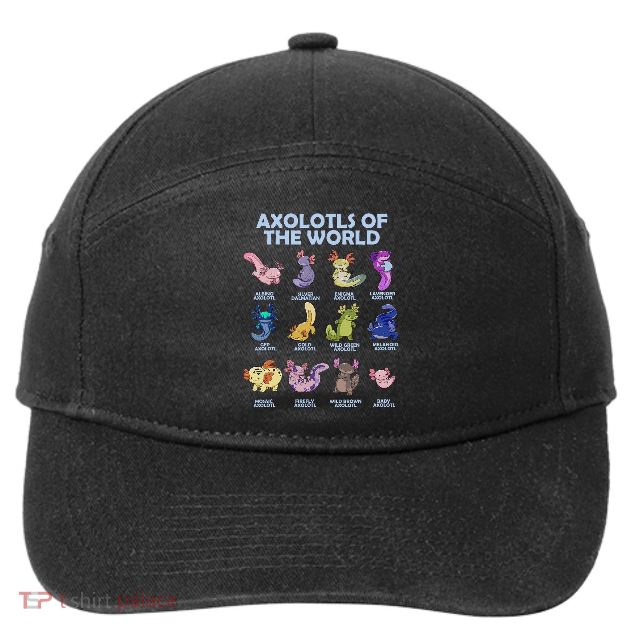 Cute Axolotl Axolotl Animals Of The World Herpetology 7-Panel Snapback Hat