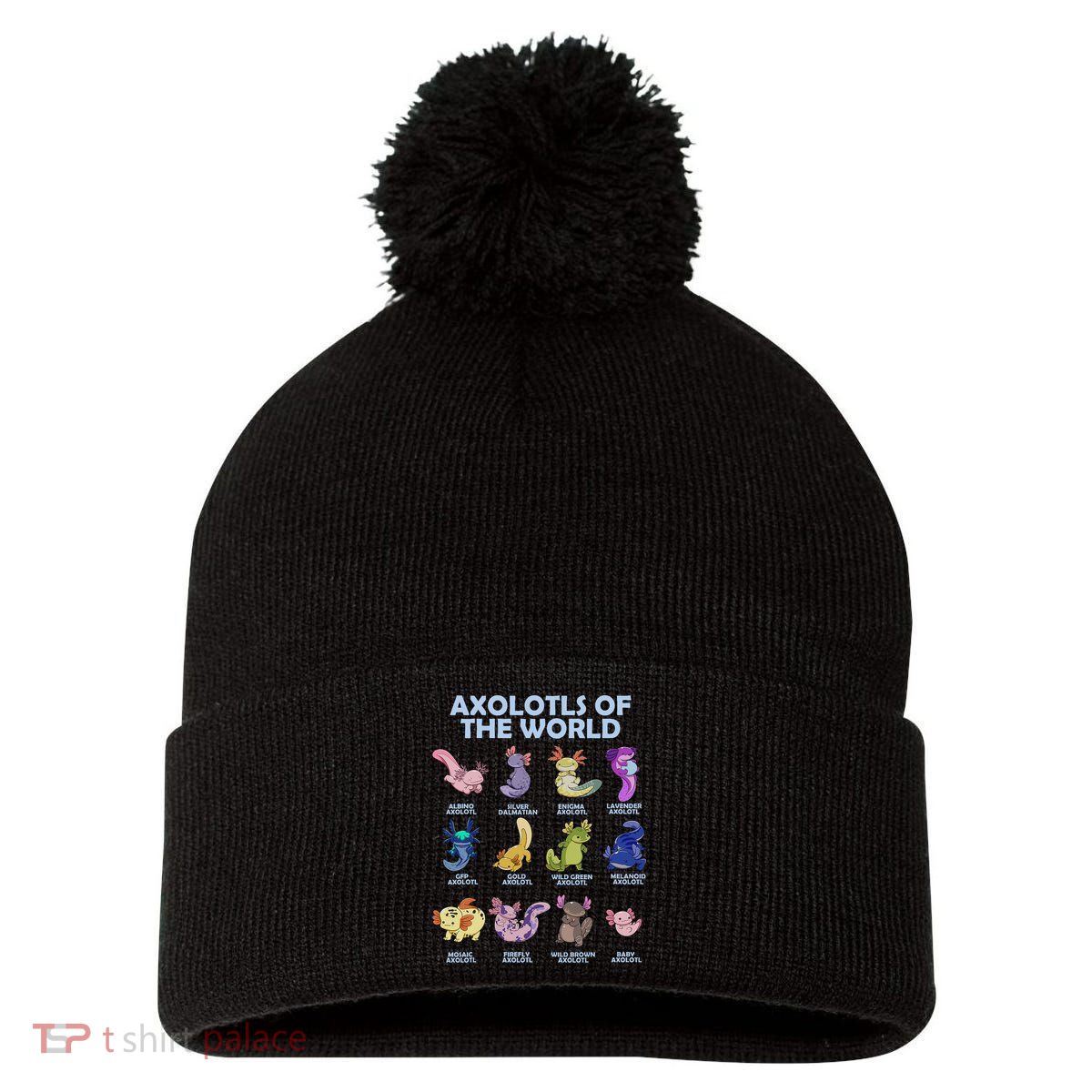 Cute Axolotl Axolotl Animals Of The World Herpetology Pom Pom 12in Knit Beanie