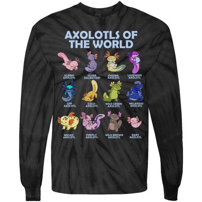 Cute Axolotl Axolotl Animals Of The World Herpetology Tie-Dye Long Sleeve Shirt