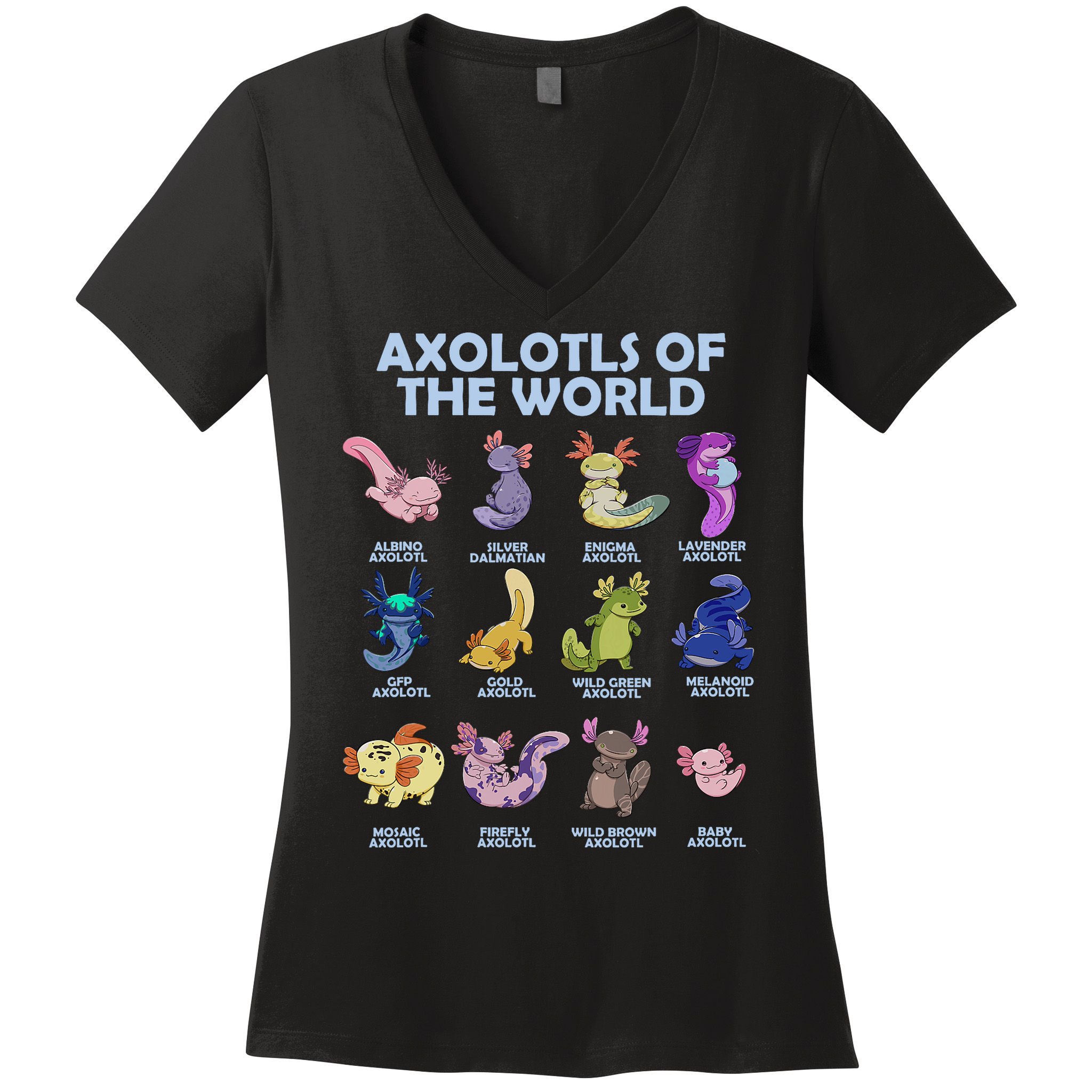 Cute Axolotl Axolotl Animals Of The World Herpetology Women's V-Neck T-Shirt