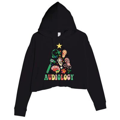 Christmas Audiologist Audiology Tree Vestibular Therapist Crop Fleece Hoodie