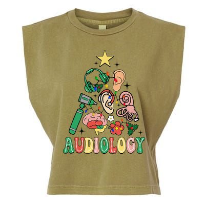 Christmas Audiologist Audiology Tree Vestibular Therapist Garment-Dyed Women's Muscle Tee