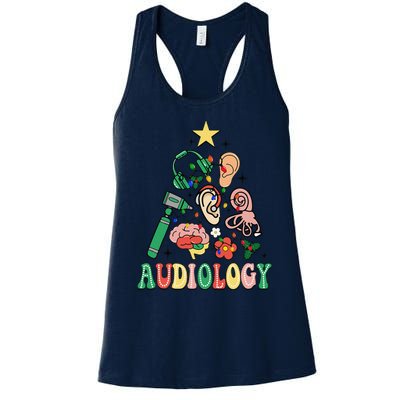 Christmas Audiologist Audiology Tree Vestibular Therapist Women's Racerback Tank