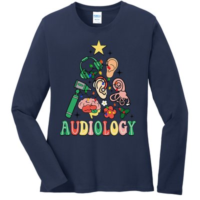 Christmas Audiologist Audiology Tree Vestibular Therapist Ladies Long Sleeve Shirt