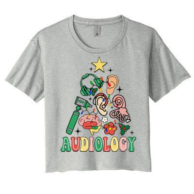 Christmas Audiologist Audiology Tree Vestibular Therapist Women's Crop Top Tee