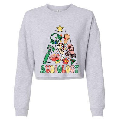 Christmas Audiologist Audiology Tree Vestibular Therapist Cropped Pullover Crew