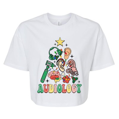 Christmas Audiologist Audiology Tree Vestibular Therapist Bella+Canvas Jersey Crop Tee