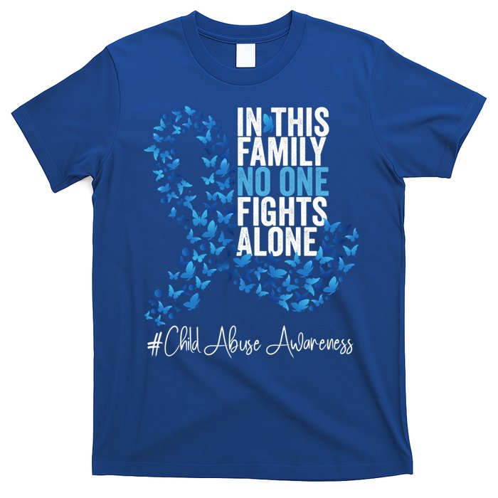 Child Abuse Awareness Month Blue Ribbon Butterflies Cute Gift T-Shirt