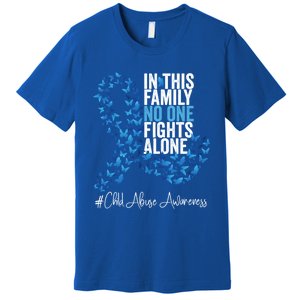 Child Abuse Awareness Month Blue Ribbon Butterflies Cute Gift Premium T-Shirt