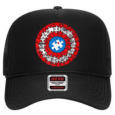 Captain Autism Autism Awareness Month Autism Mom Dad High Crown Mesh Back Trucker Hat