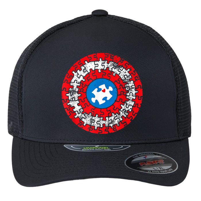 Captain Autism Autism Awareness Month Autism Mom Dad Flexfit Unipanel Trucker Cap