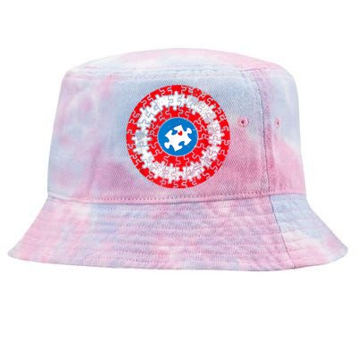 Captain Autism Autism Awareness Month Autism Mom Dad Tie-Dyed Bucket Hat