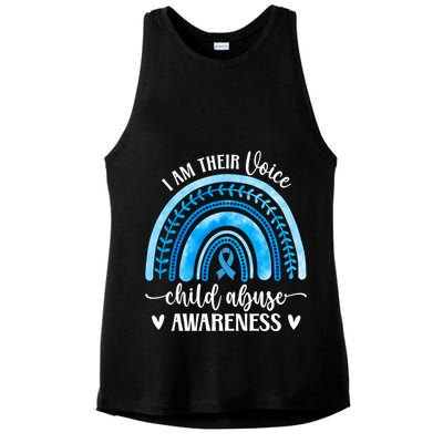 Child Abuse Awareness Rainbow Abuse Prevention Month Funny Gift Ladies PosiCharge Tri-Blend Wicking Tank
