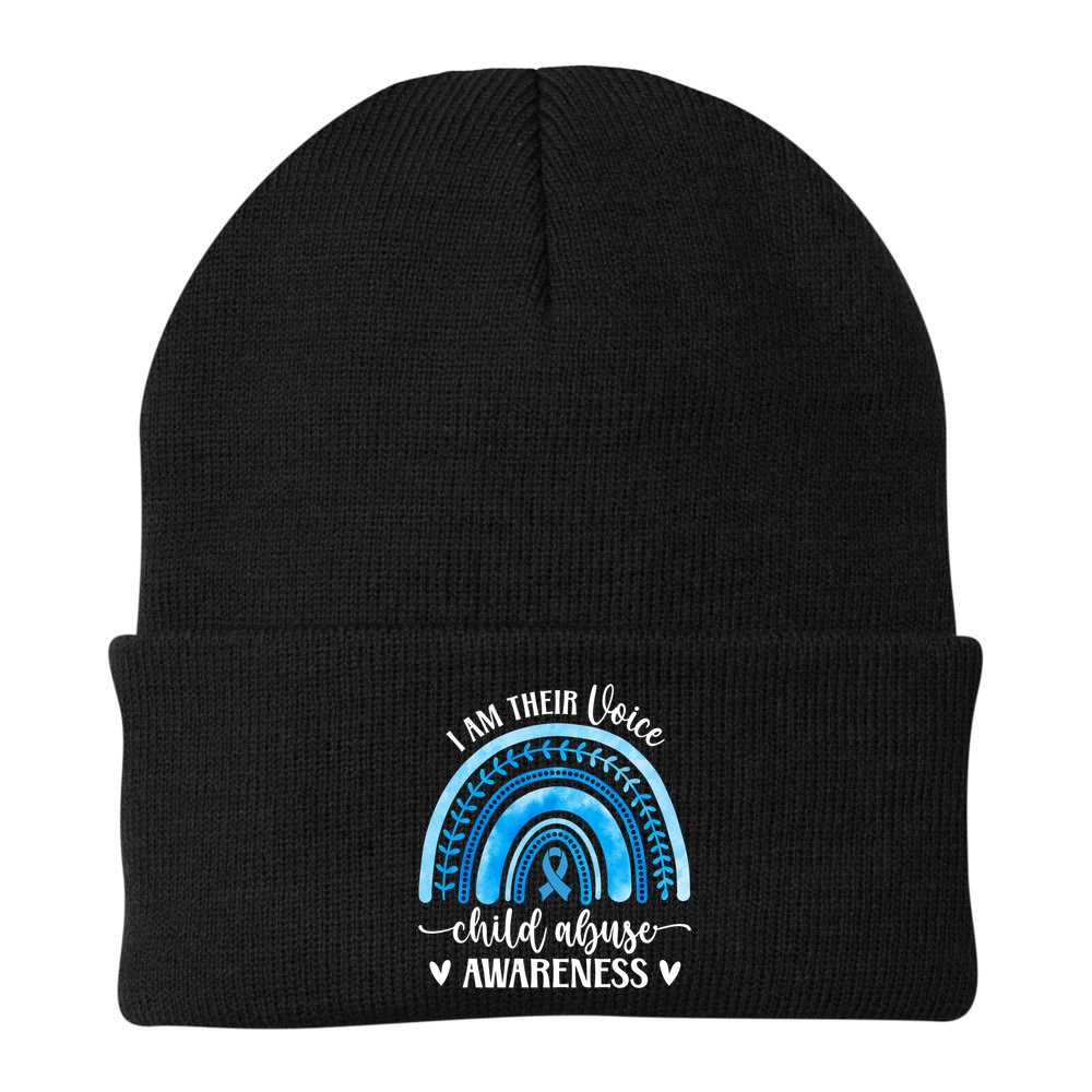 Child Abuse Awareness Rainbow Abuse Prevention Month Funny Gift Beanie