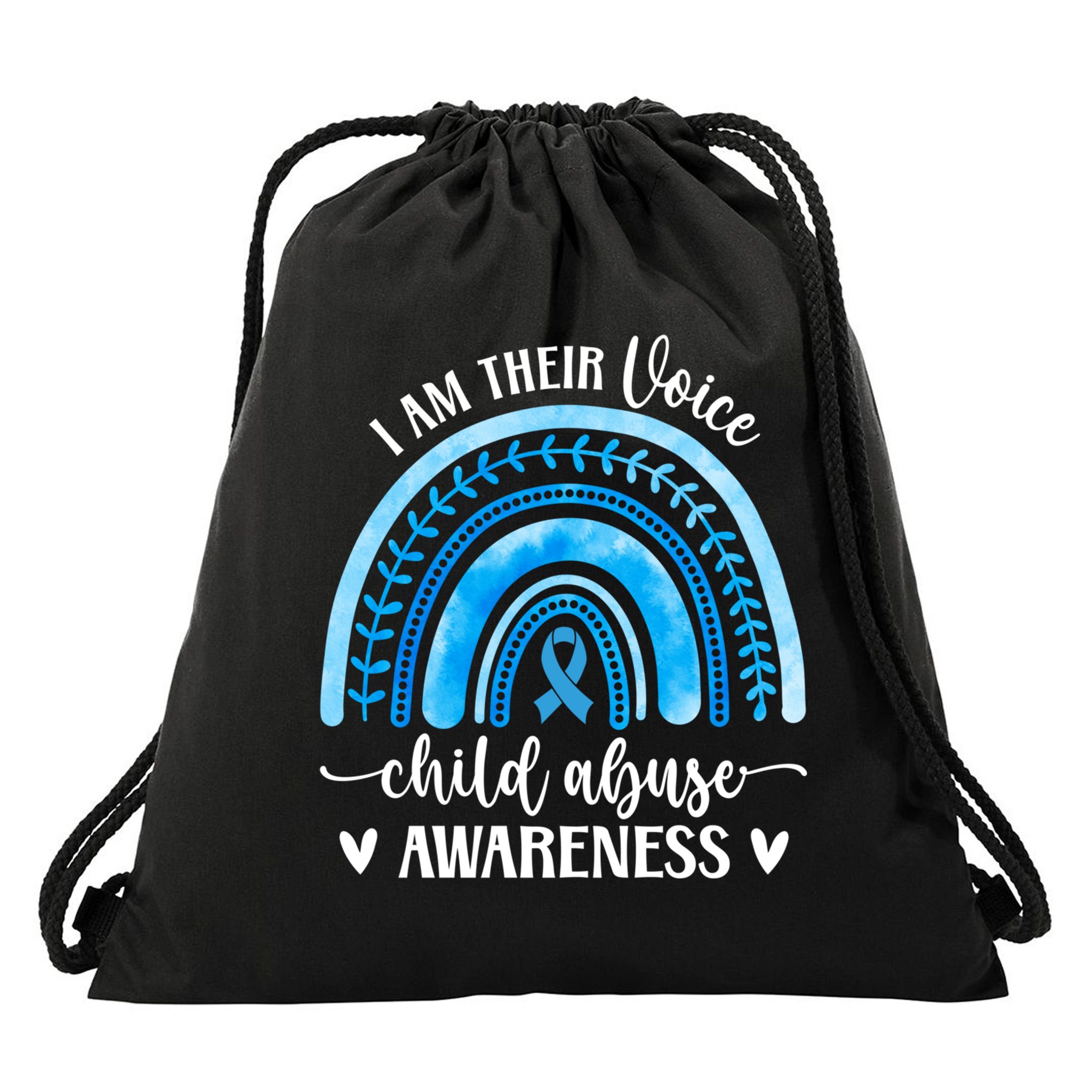 Child Abuse Awareness Rainbow Abuse Prevention Month Funny Gift Drawstring Bag