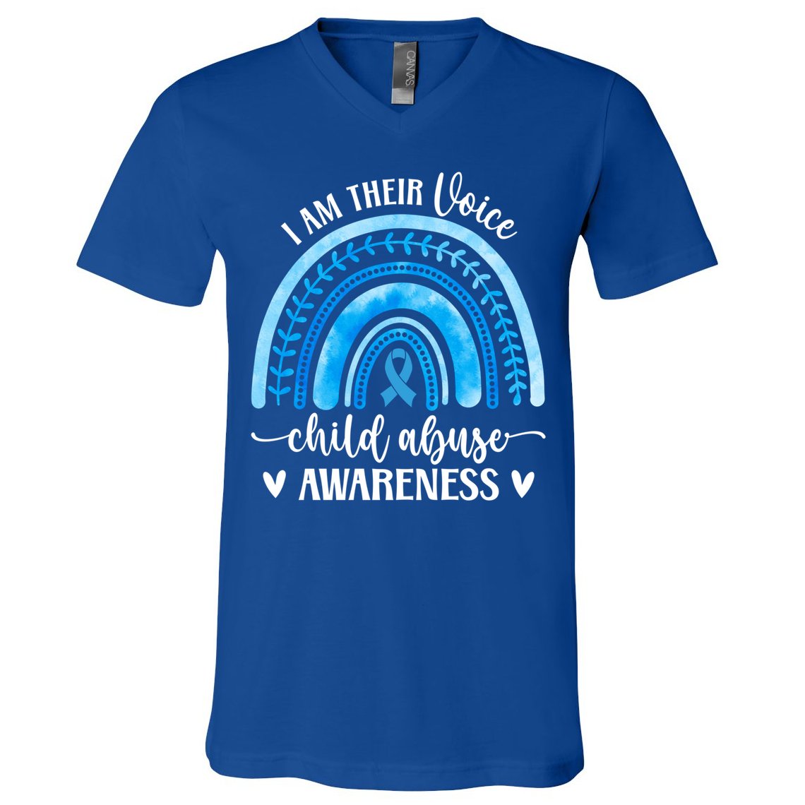 Child Abuse Awareness Rainbow Abuse Prevention Month Funny Gift V-Neck T-Shirt