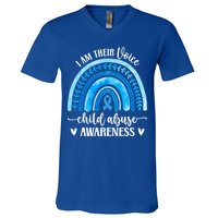 Child Abuse Awareness Rainbow Abuse Prevention Month Funny Gift V-Neck T-Shirt