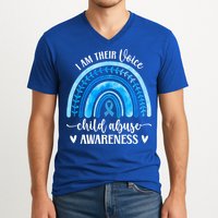Child Abuse Awareness Rainbow Abuse Prevention Month Funny Gift V-Neck T-Shirt