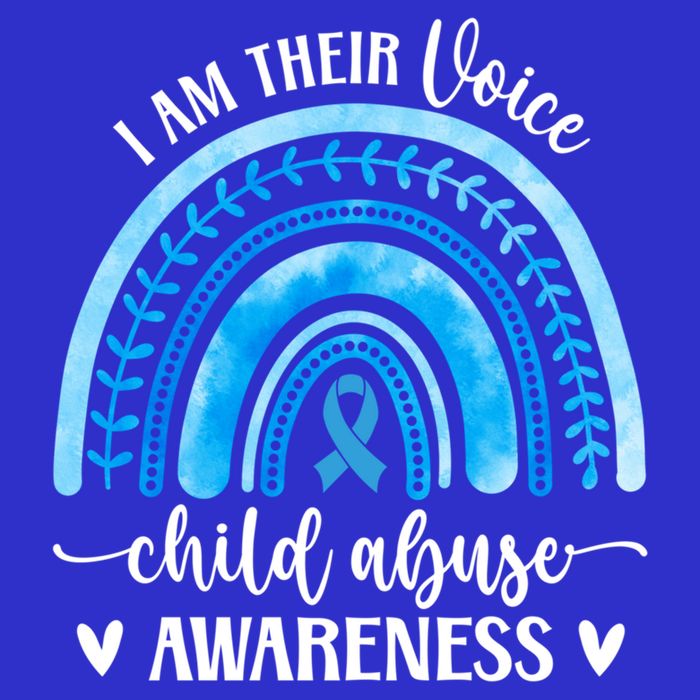 Child Abuse Awareness Rainbow Abuse Prevention Month Funny Gift V-Neck T-Shirt