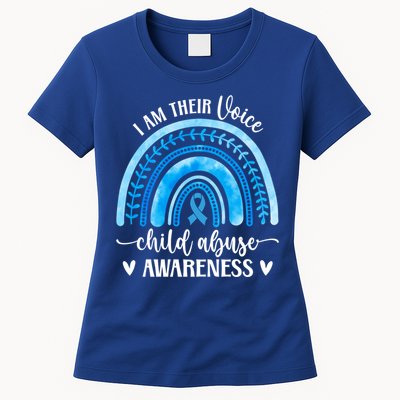 Child Abuse Awareness Rainbow Abuse Prevention Month Funny Gift Womens T-Shirt
