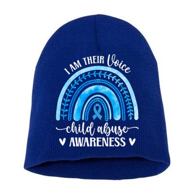 Child Abuse Awareness Rainbow Abuse Prevention Month Funny Gift Short Acrylic Beanie