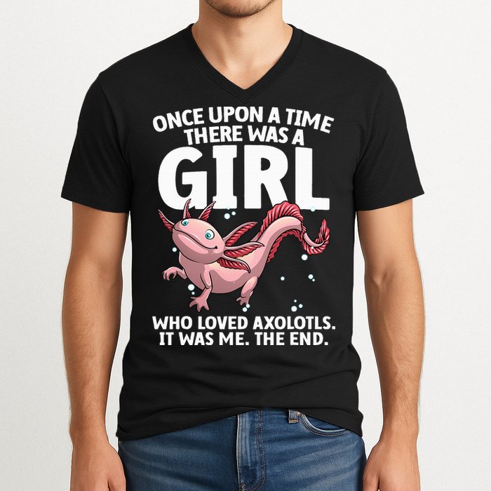 Cool Axolotl Art For Salamander Axolotl Lover V-Neck T-Shirt