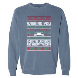 Christmas Aviator Airplane Santa Claus Aviation Christmas Cool Gift Garment-Dyed Sweatshirt