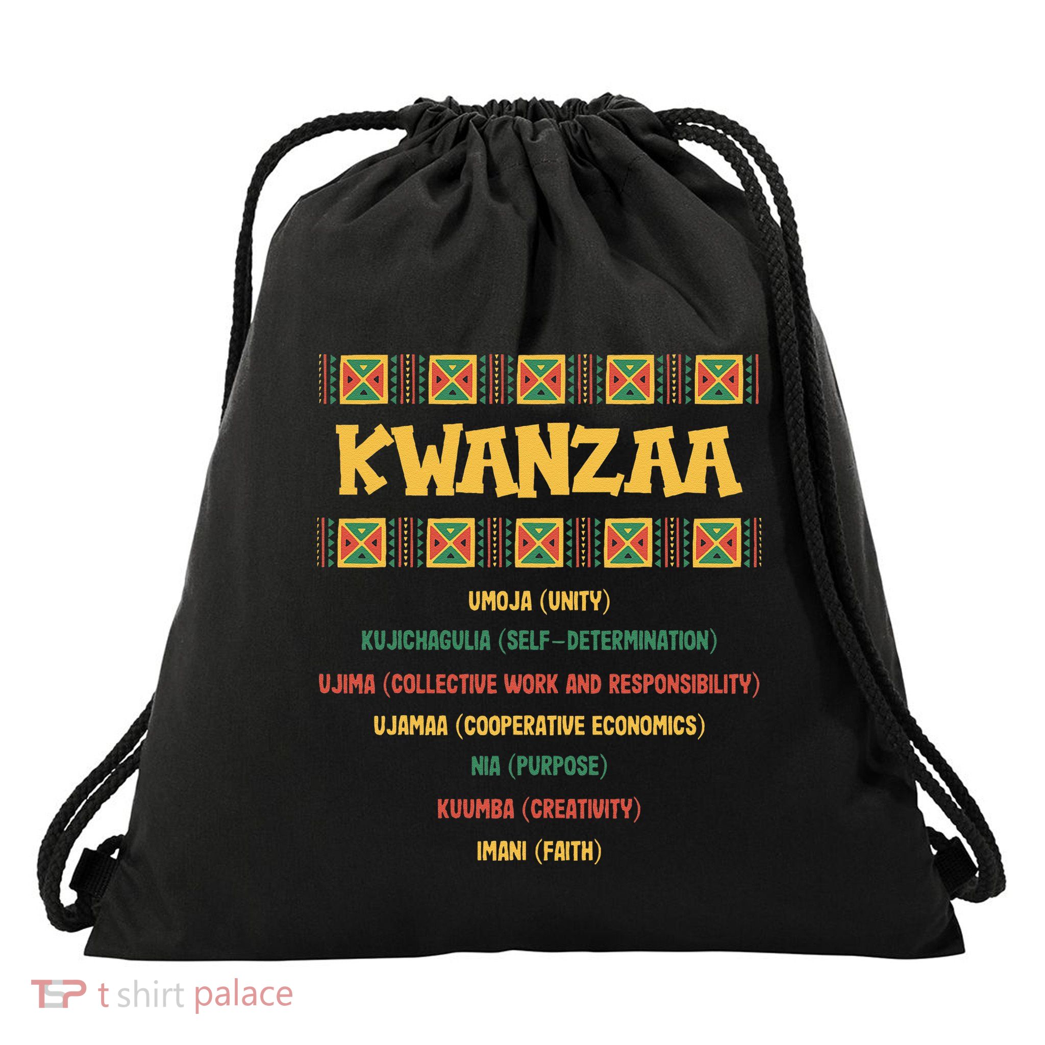 Christmas African American Kwanzaa Drawstring Bag