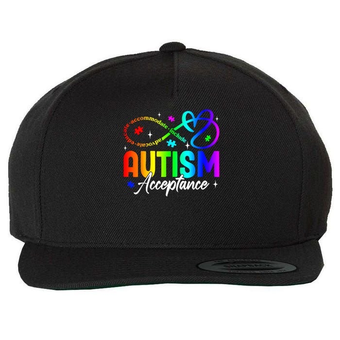 Choose AUtism Awareness Acceptance Different Not Less Wool Snapback Cap