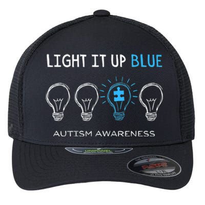 Cool Autism Awareness Gift Light It Up Blue Men Women Kid Toddler Blue Gift Flexfit Unipanel Trucker Cap