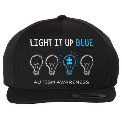 Cool Autism Awareness Gift Light It Up Blue Men Women Kid Toddler Blue Gift Wool Snapback Cap