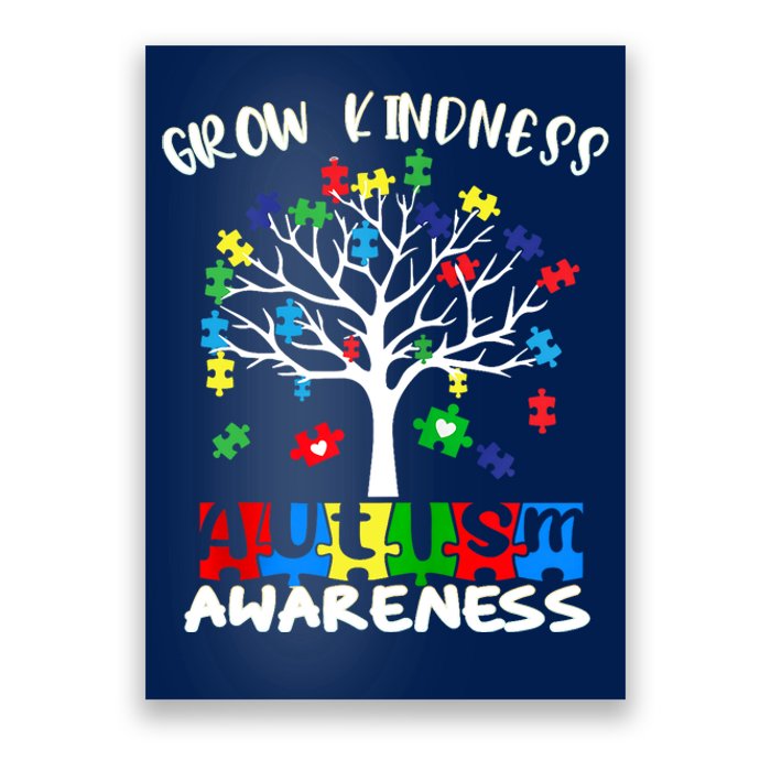 Cute Autism Awareness Tree Of Kindness Puzzle Pieces Poster