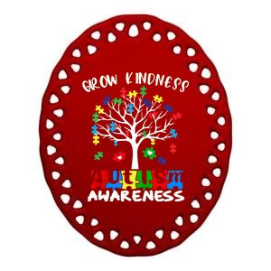 Cute Autism Awareness Tree Of Kindness Puzzle Pieces Ceramic Oval Ornament