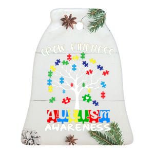 Cute Autism Awareness Tree Of Kindness Puzzle Pieces Ceramic Bell Ornament