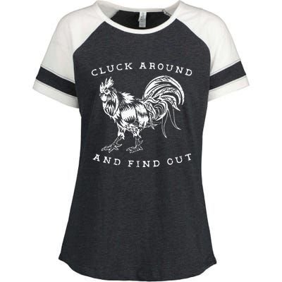 Cluck Around And Find Out Funny Chicken Adult Humor Enza Ladies Jersey Colorblock Tee