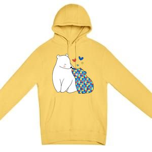 Cute Autism Awareness Polar Bear Puzzle Premium Pullover Hoodie