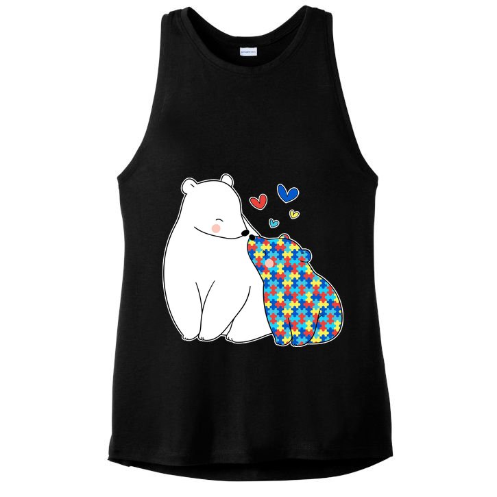 Cute Autism Awareness Polar Bear Puzzle Ladies PosiCharge Tri-Blend Wicking Tank