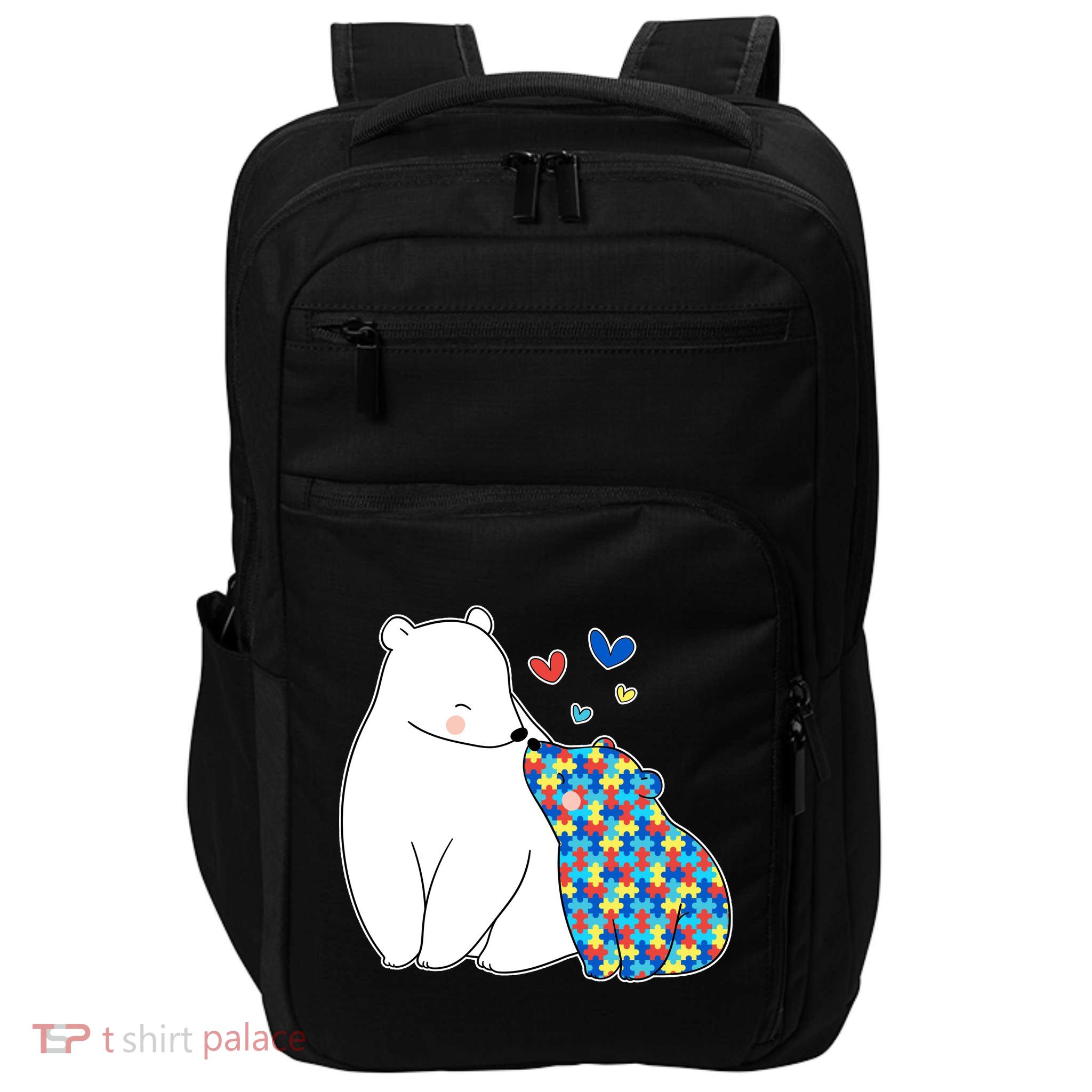 Cute Autism Awareness Polar Bear Puzzle Impact Tech Backpack