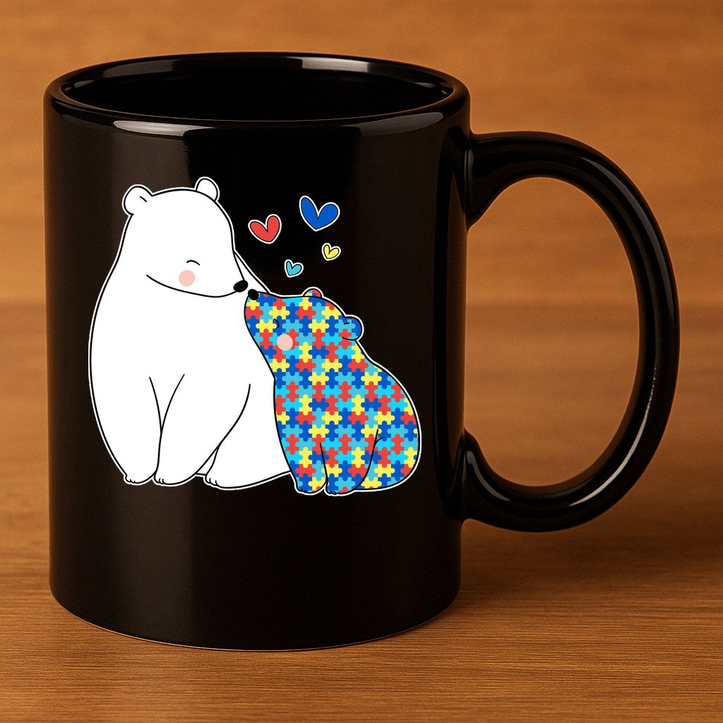 Cute Autism Awareness Polar Bear Puzzle 11oz C Handle Ceramic Mug