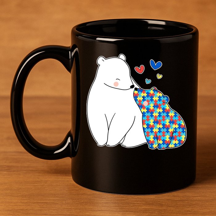 Cute Autism Awareness Polar Bear Puzzle 11oz C Handle Ceramic Mug
