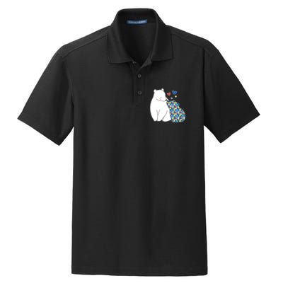 Cute Autism Awareness Polar Bear Puzzle Dry Zone Grid Polo