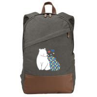 Cute Autism Awareness Polar Bear Puzzle Cotton Canvas Backpack