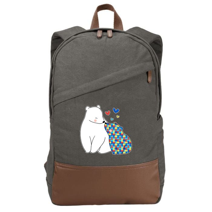 Cute Autism Awareness Polar Bear Puzzle Cotton Canvas Backpack