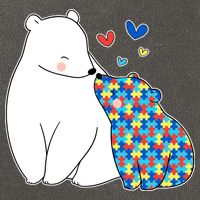 Cute Autism Awareness Polar Bear Puzzle Cotton Canvas Backpack