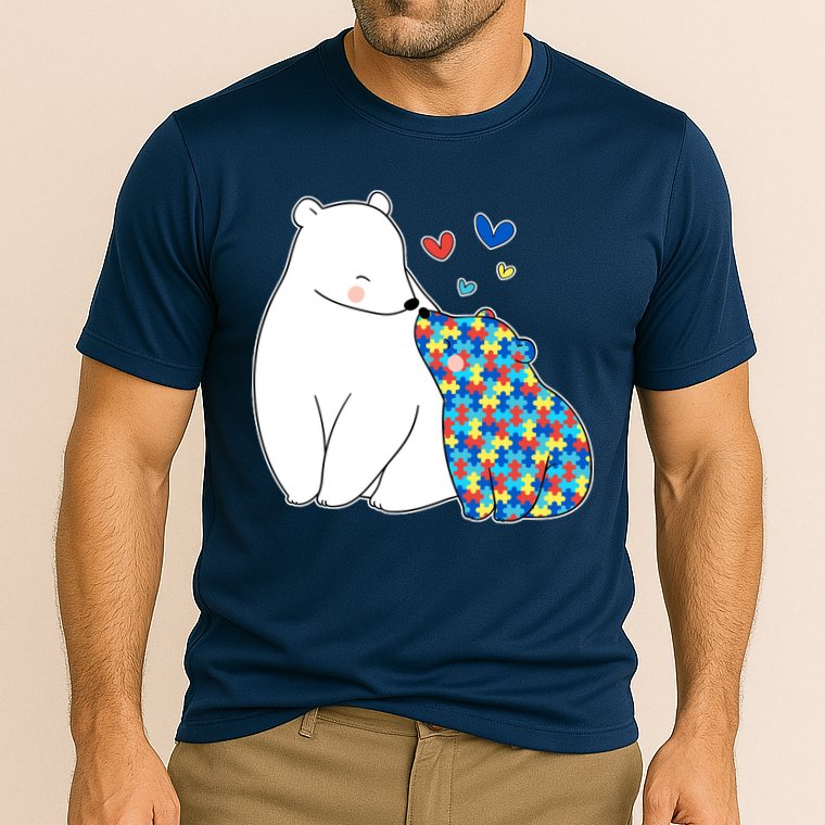 Cute Autism Awareness Polar Bear Puzzle Cooling Performance Crew T-Shirt